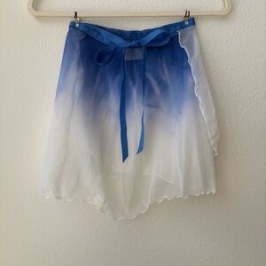 Watercolour dancewear blue sheer mini wrap ballet skirt